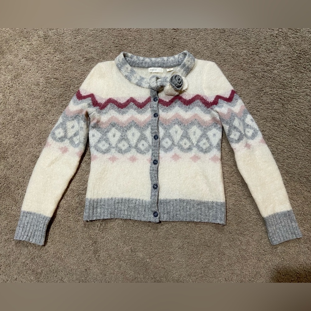 Anthropologie Sleeping On Snow Size M Wool Mohair Button Cardigan Knit Sweater